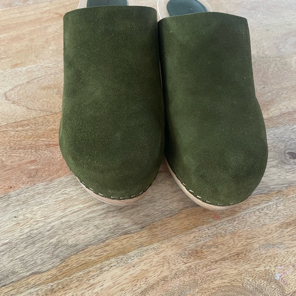 Doen Anouk Green Suede Wooden Clog Mules 39 (8.5) - Picture 5 of 7